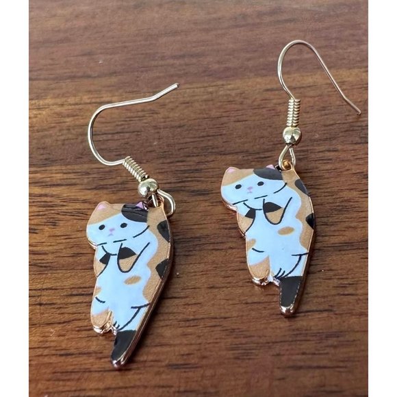Calico Cat Earrings New Small Kitty Lover Dangle Hooks Christmas Birthda… - Picture 8 of 11